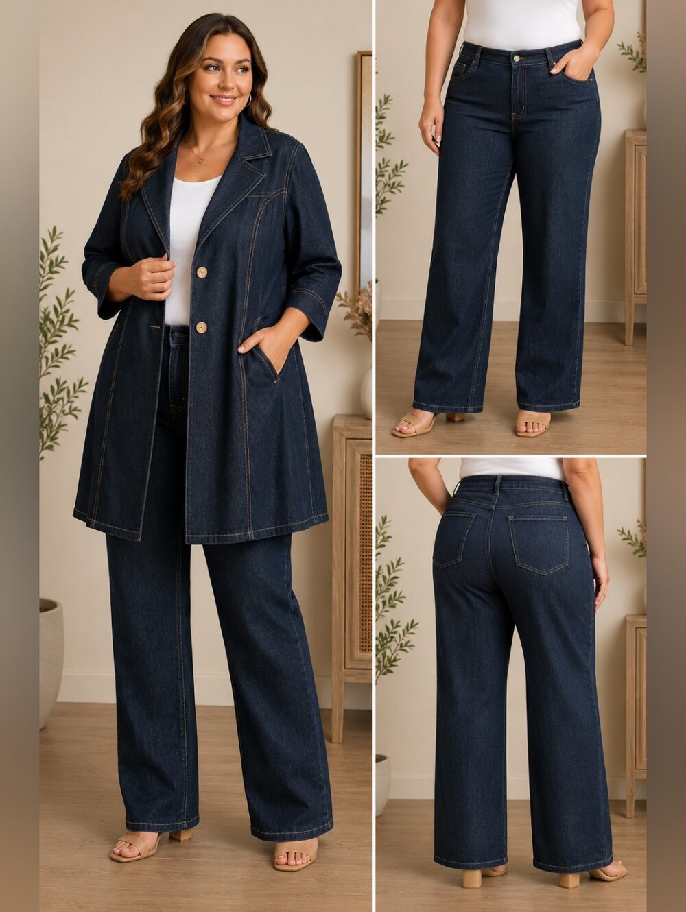 NEW Liz & Me Dark Wash Denim Jeans Womens Plus Size 24W x 29.5 Contrast Stitch